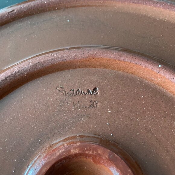 suzanne katkhuda studio pottery large cake platter red rose signed hand painted - Picture 3 of 3